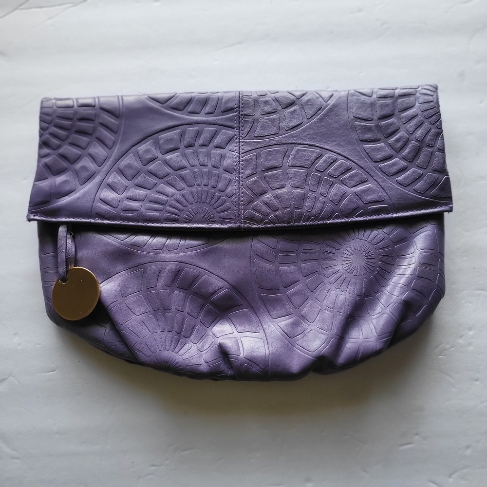 Purple Embossed Clutch Bag